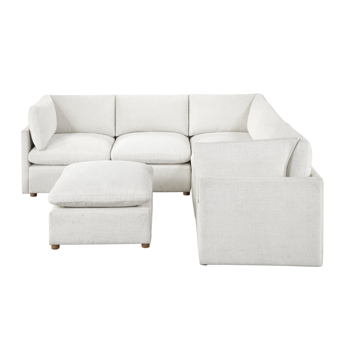 Annex Beige 6-Piece Chenille Modular Sectional with Reversible-Cushion Ottoman by Homelegance at Eve Furniture