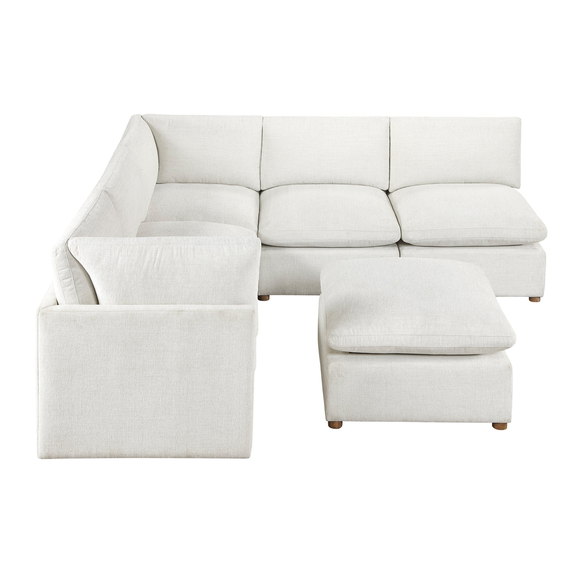 Annex Beige 6-Piece Chenille Modular Sectional with Reversible-Cushion Ottoman by Homelegance at Eve Furniture