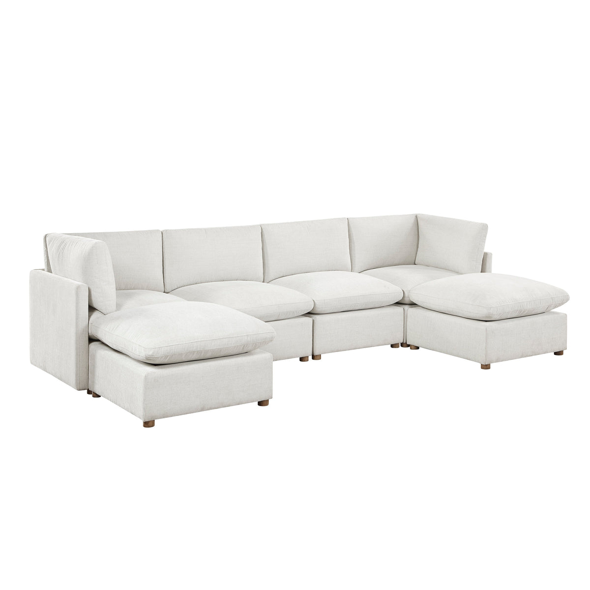 Annex Beige 6-Piece Chenille Modular Sectional with Two Ottomans by Homelegance at Eve Furniture
