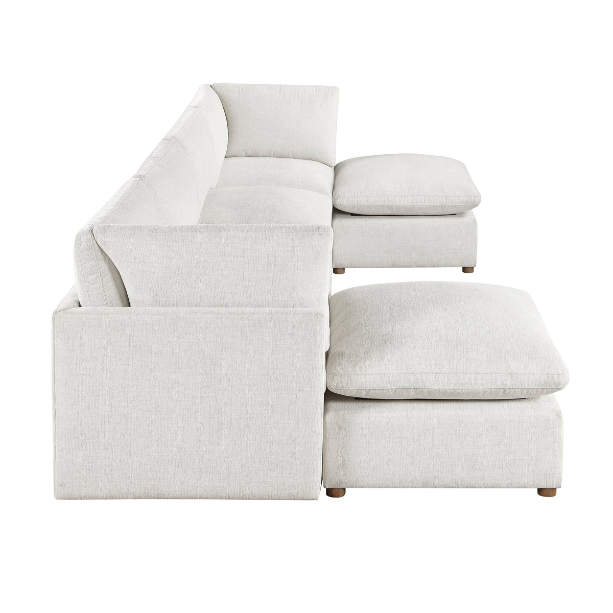 Annex Beige 6-Piece Chenille Modular Sectional with Two Ottomans by Homelegance at Eve Furniture