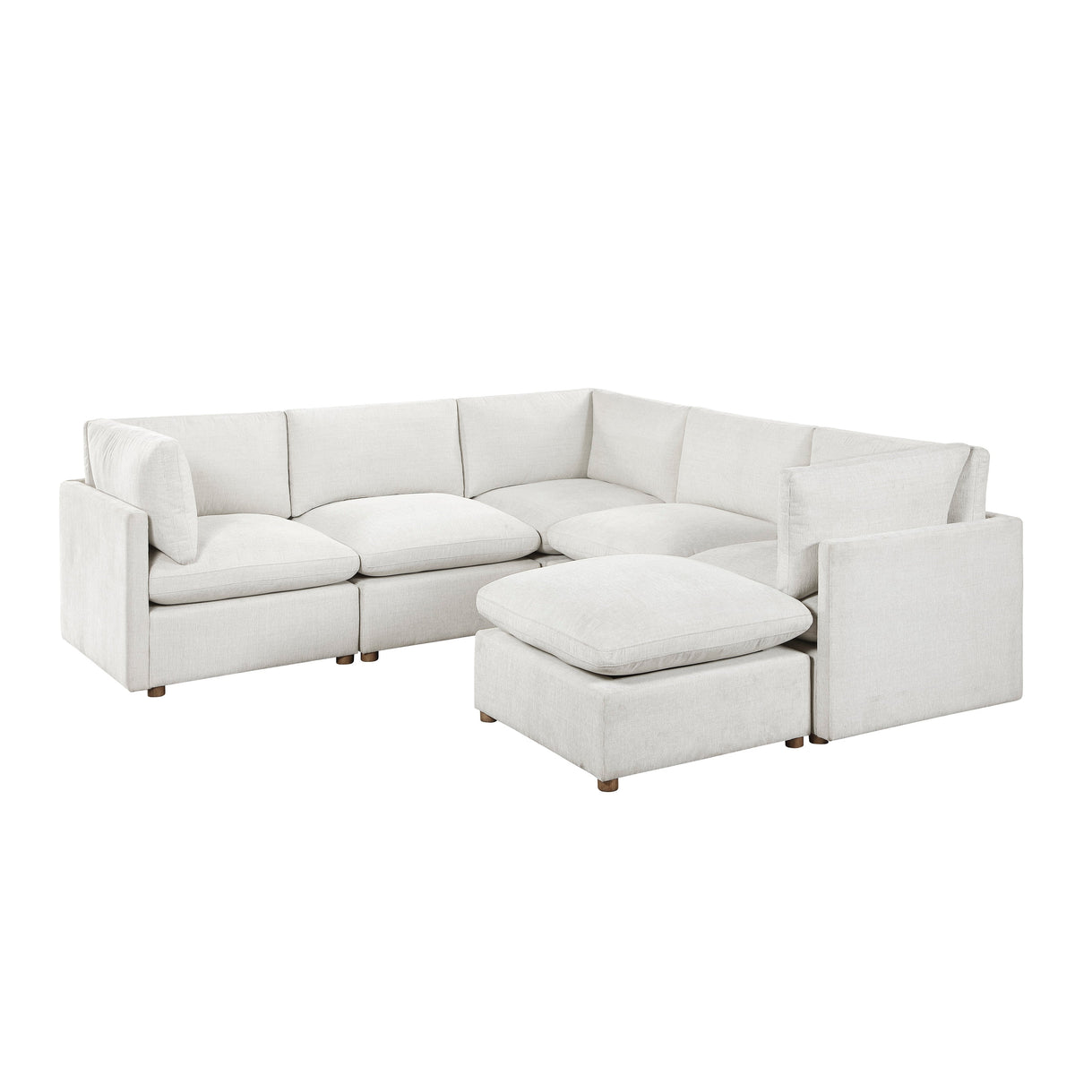 Annex Beige 6-PieceChenille Modular Sectional with Ottoman by Homelegance at Eve Furniture