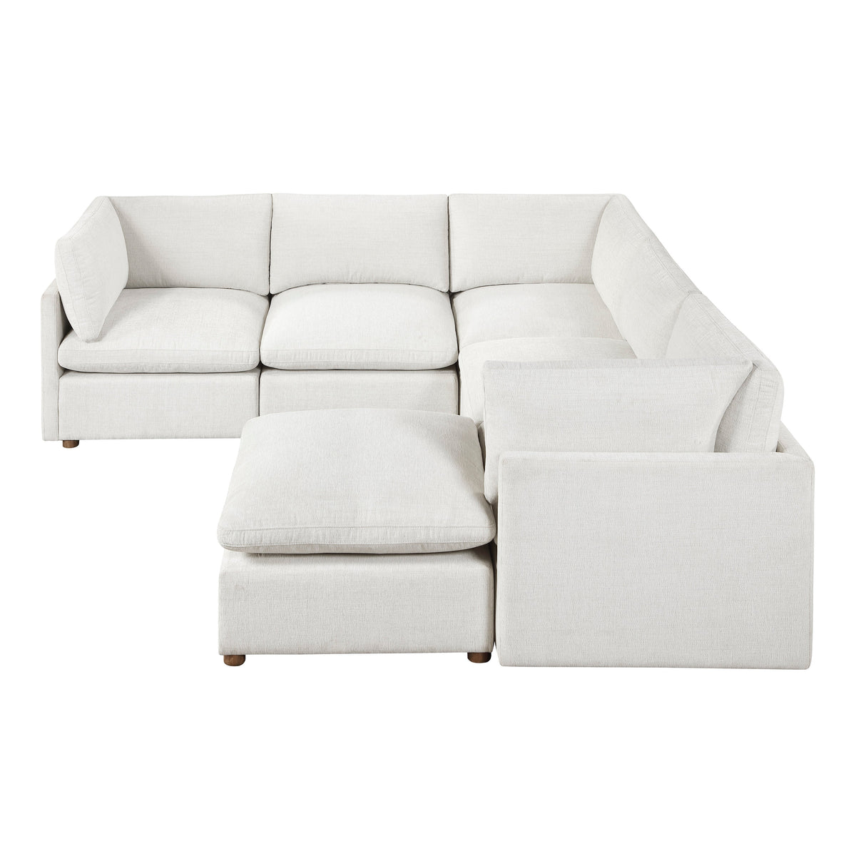 Annex Beige 6-PieceChenille Modular Sectional with Ottoman by Homelegance at Eve Furniture