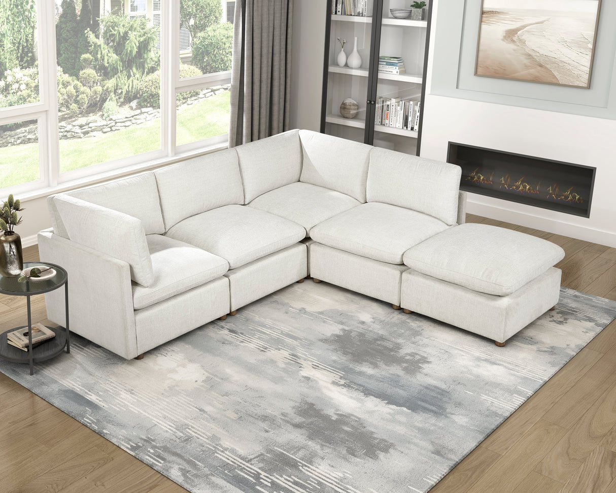 Annex Beige Chenille Ottoman