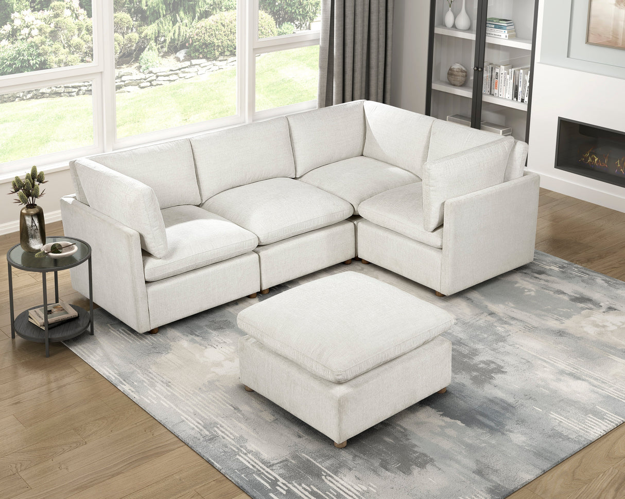 Annex Beige Chenille Ottoman