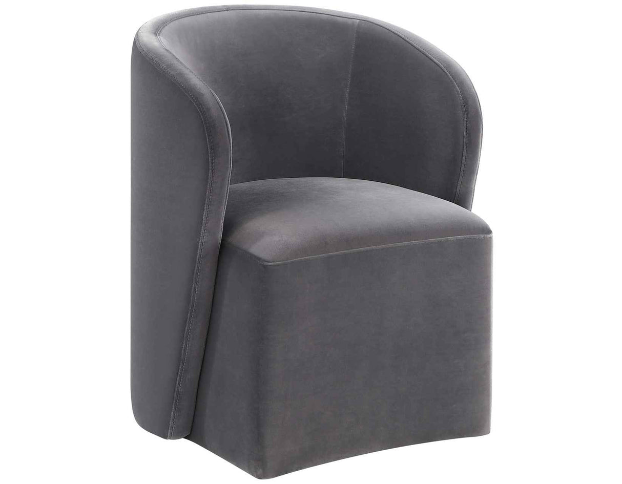 Annie Gray Velvet Barrel Chair w/Casters, Set of 2 by Steve Silver at Eve Furniture