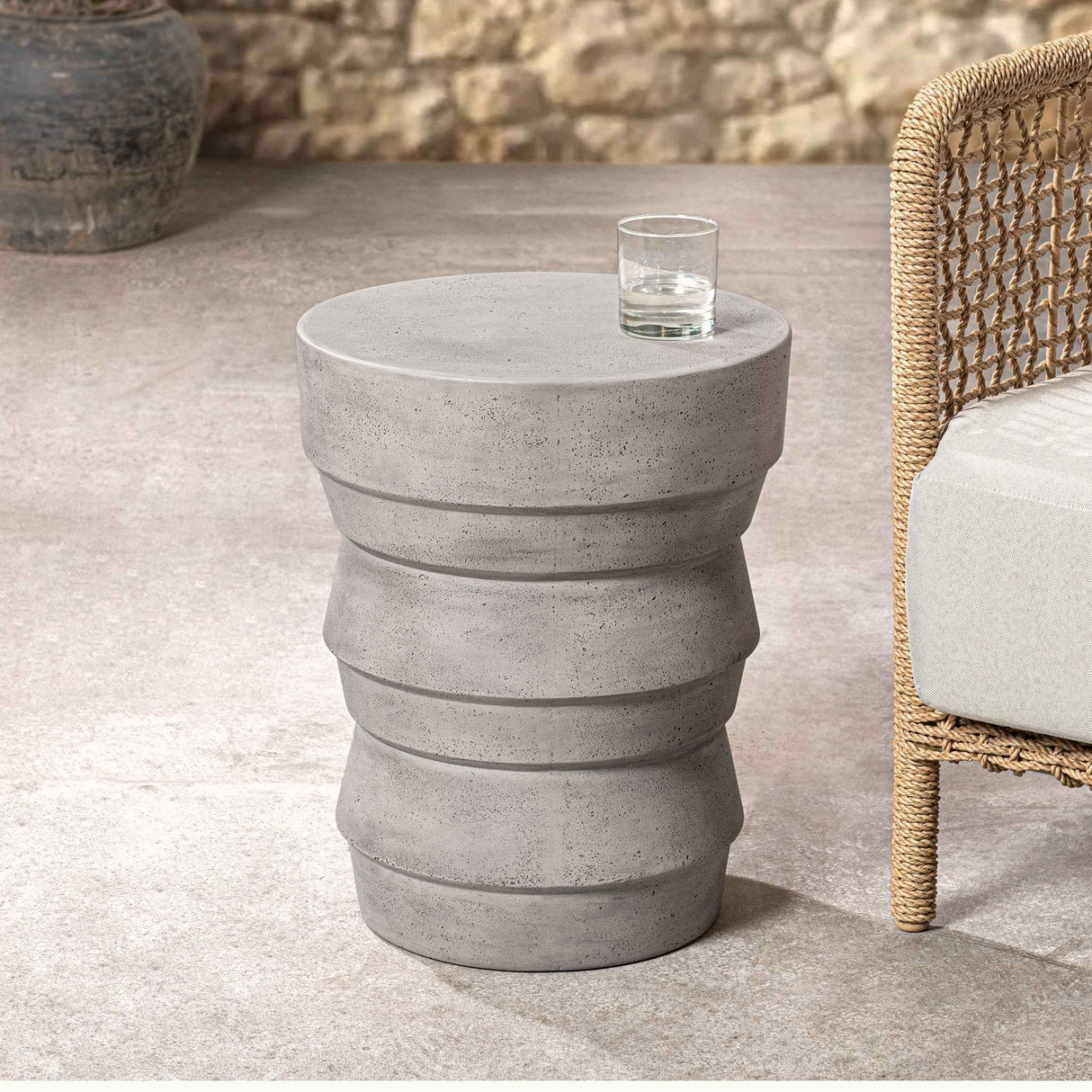 Anora Light Gray Outdoor Accent Table by Classic Home at Eve Furniture