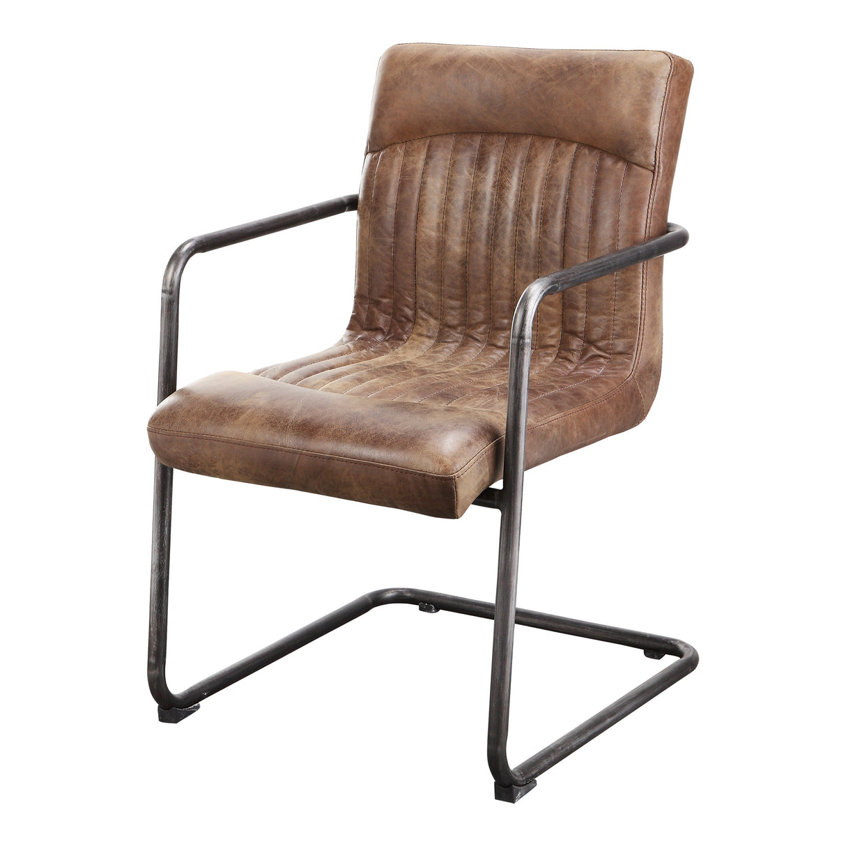 Ansel Brown Leather Arm Chair (Set of 2) by Moe's Home at Eve Furniture