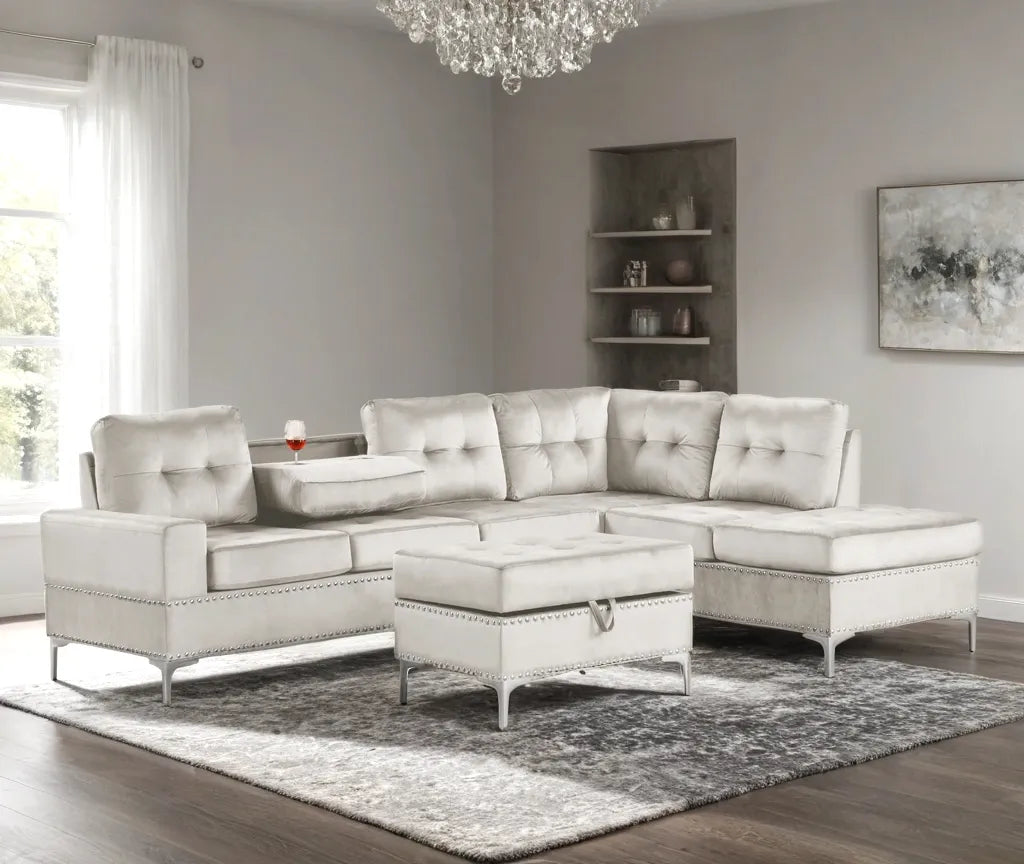 Anserra Gray Reversible Sectional with Ottoman by Happy Homes at Eve Furniture