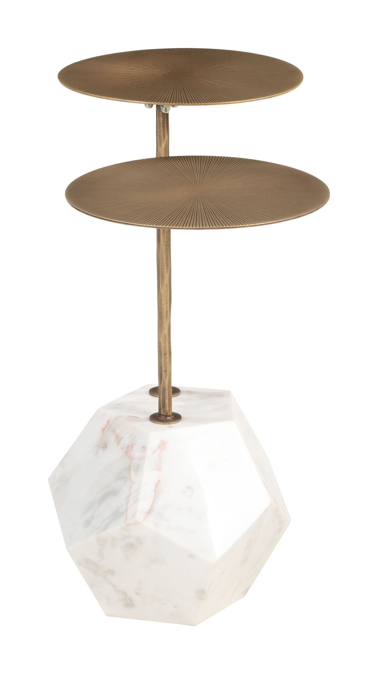 Anten Brass & White Side Table by Zuomod at Eve Furniture