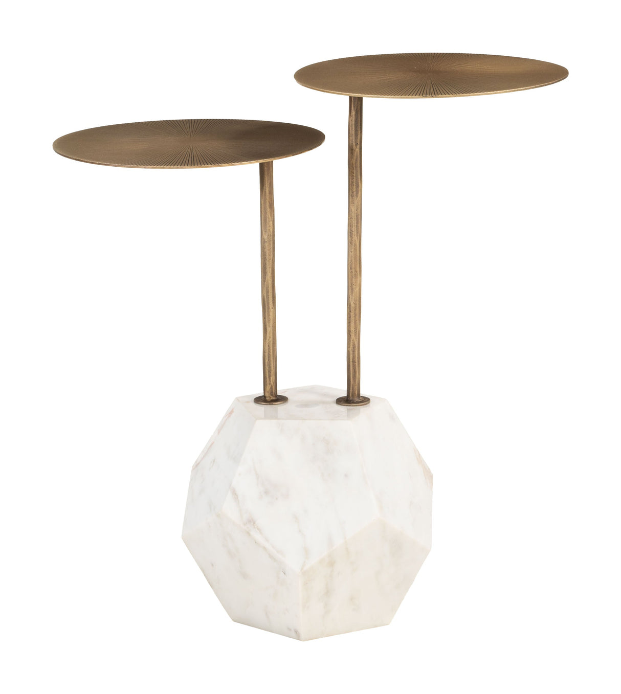 Anten Brass & White Side Table by Zuomod at Eve Furniture