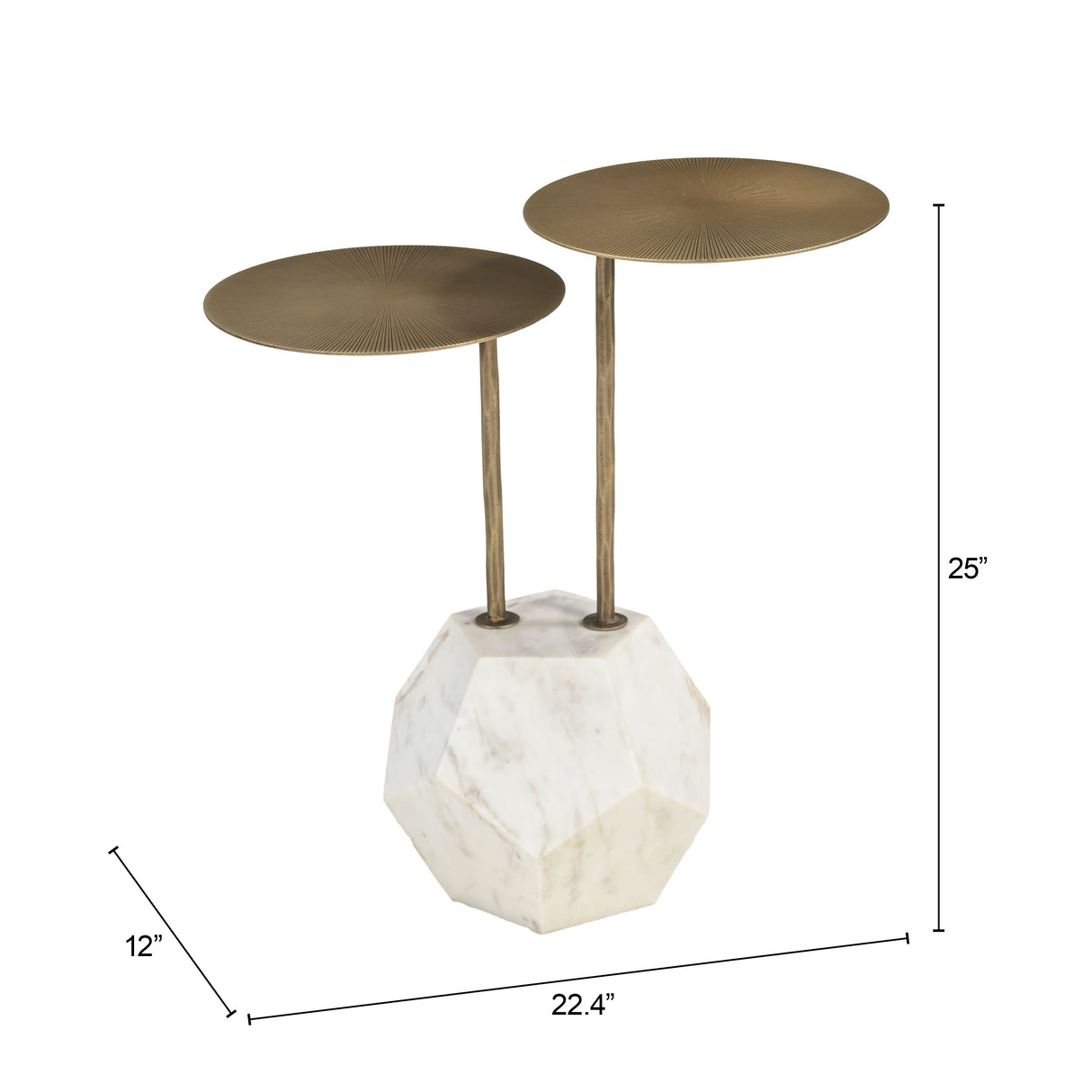 Anten Brass & White Side Table by Zuomod at Eve Furniture