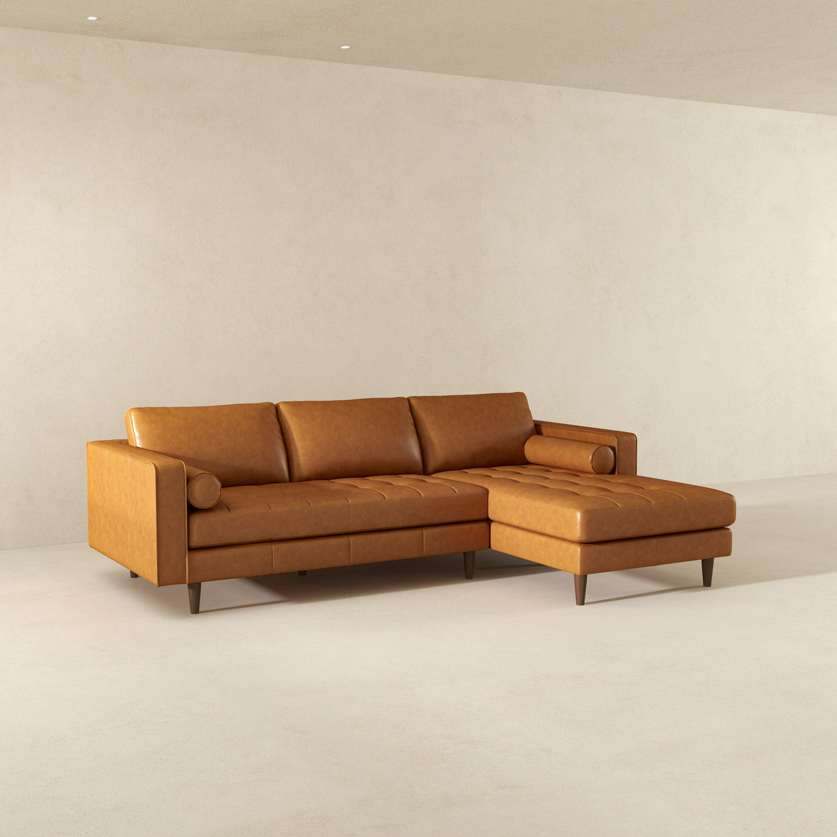 Anthony Genuine Tan Leather Right-Facing Sectional Sofa by Ashcroft Furniture at Eve Furniture