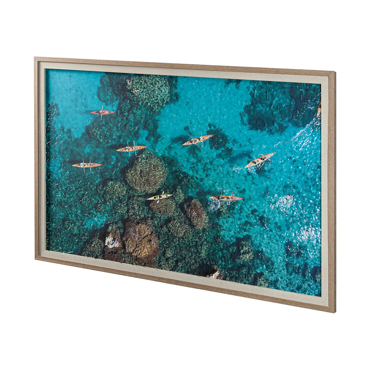 Anthony Quinn Bay by Michele Falzone a Hand Embellished Textured Framed Photo Art Print Matted under by Mercana at Eve Furniture