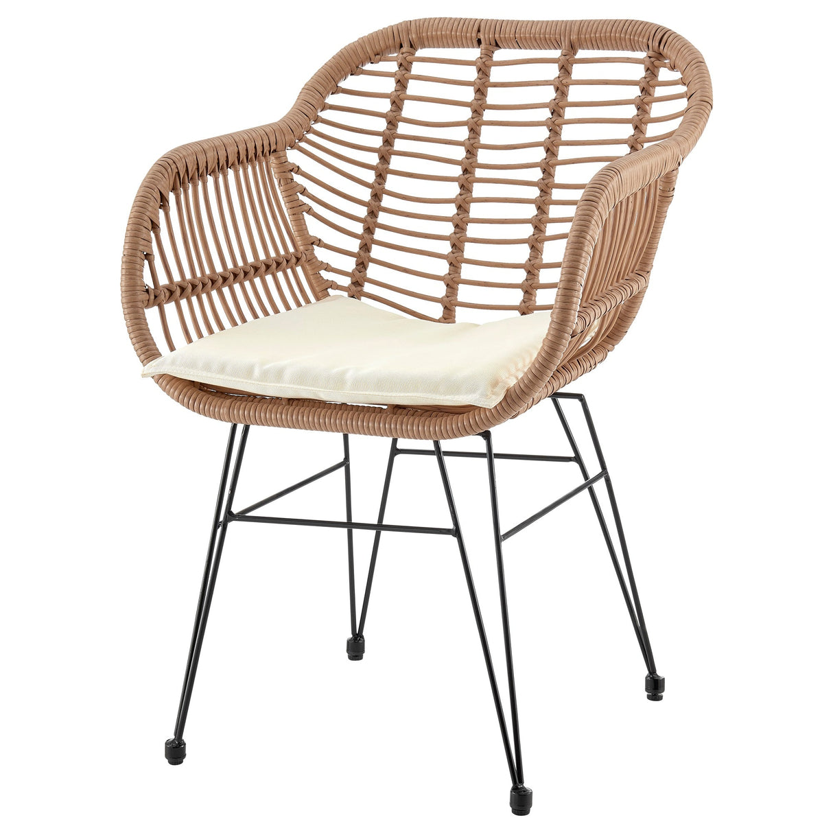 Antibes 1.0 Patio 2-Person Seating Group with End Table with Cream Cushions by Manhattan Comfort at Eve Furniture
