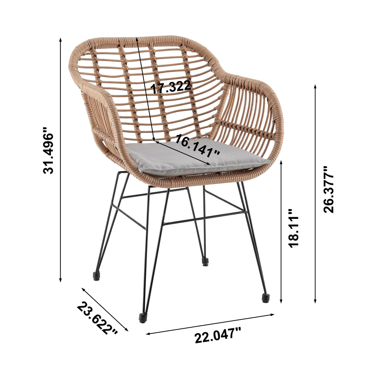 Antibes 1.0 Patio 2-Person Seating Group with End Table with Grey Cushions by Manhattan Comfort at Eve Furniture