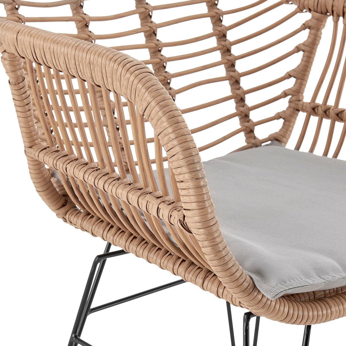 Antibes 1.0 Patio 2-Person Seating Group with End Table with Grey Cushions by Manhattan Comfort at Eve Furniture