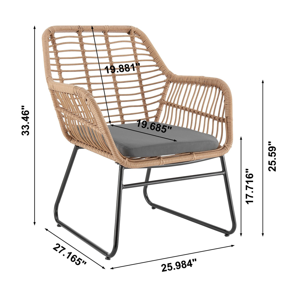 Antibes 2.0 Patio 4-Person Conversation Set with Coffee Table with Grey Cushions by Manhattan Comfort at Eve Furniture