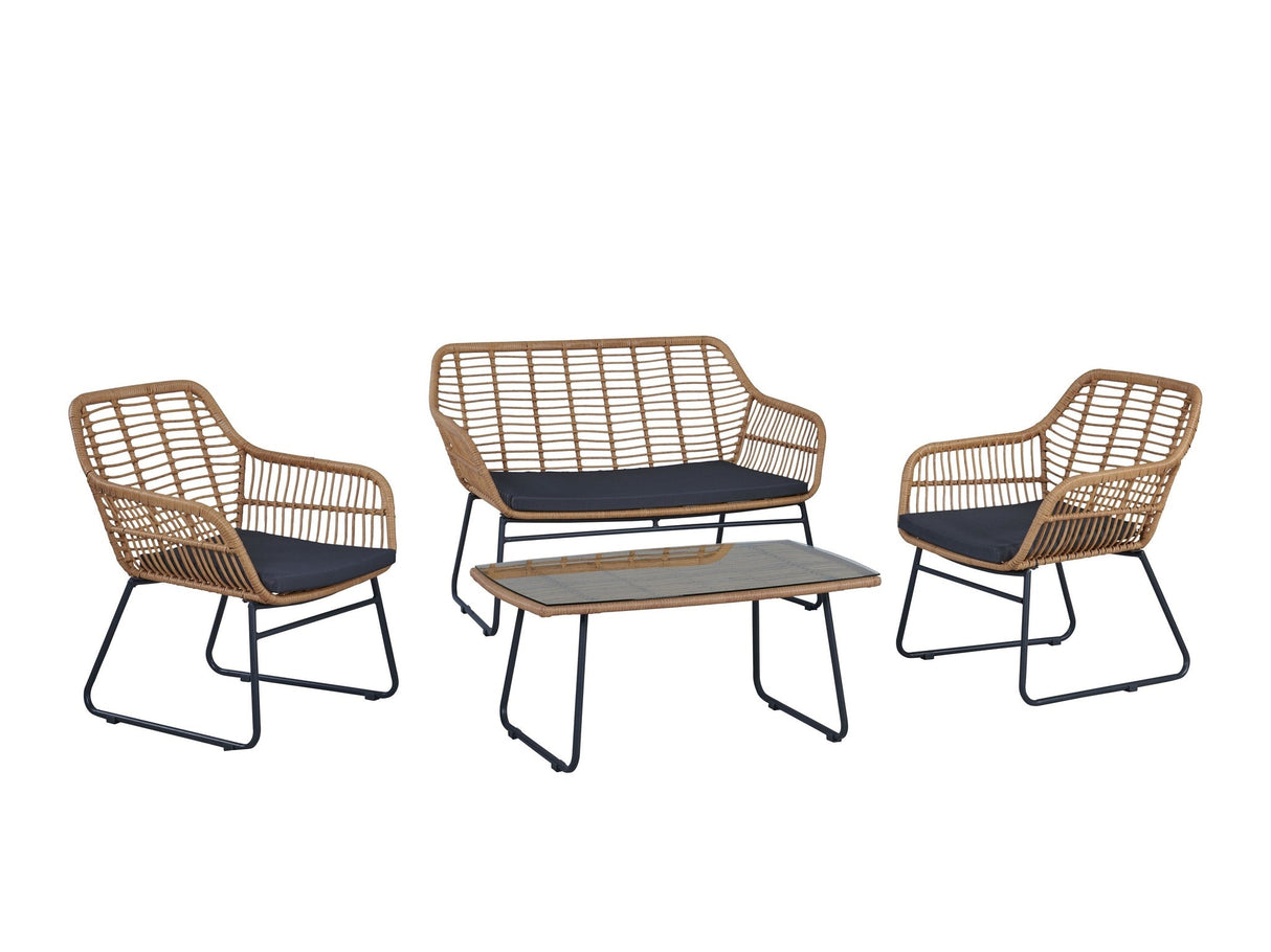 Antibes 2.0 Patio 4-Person Conversation Set with Coffee Table with Grey Cushions by Manhattan Comfort at Eve Furniture