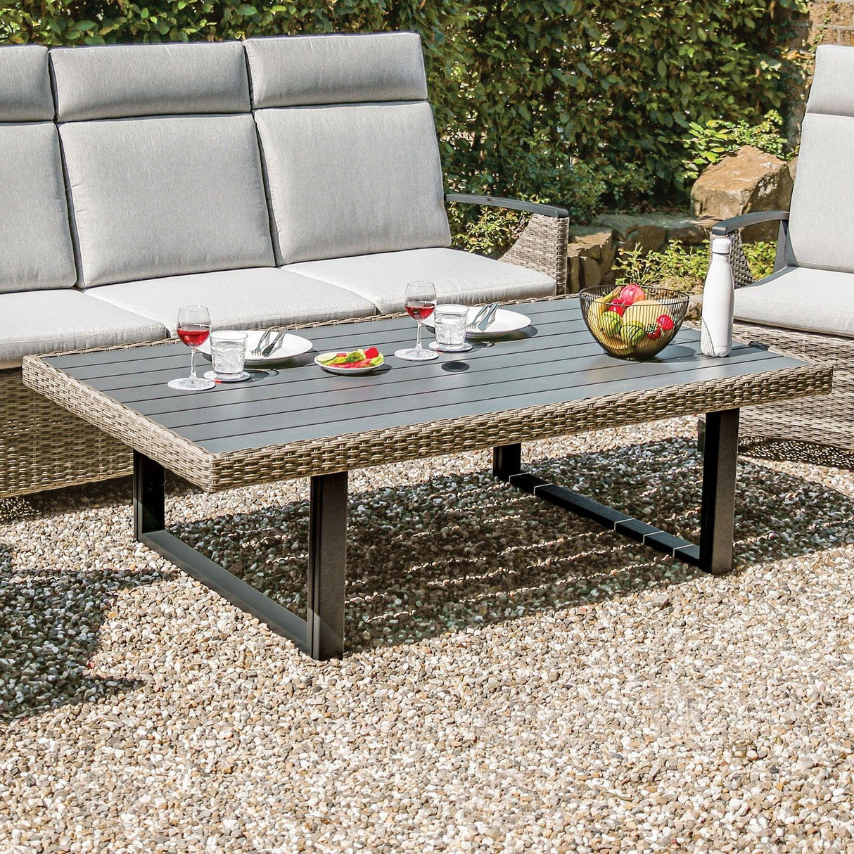 Antigua Gun Metal & Brown/Gray Outdoor Height-Adjustable Table by Furniture of America at Eve Furniture