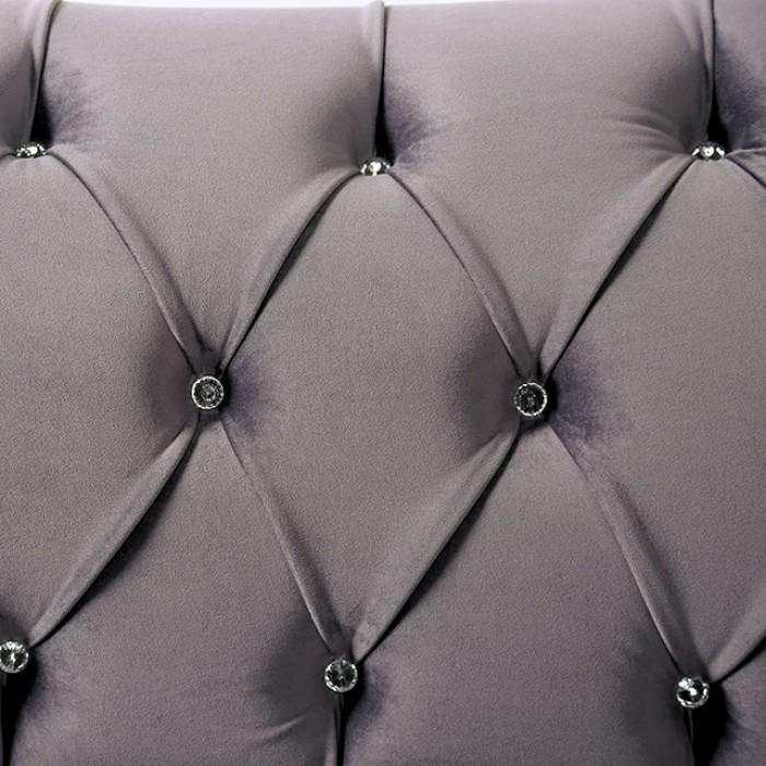 Antoinette Gray Velvet Stationary Sofa & Loveseat by Furniture of America at Eve Furniture