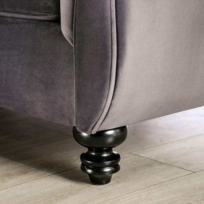 Antoinette Gray Velvet Stationary Sofa & Loveseat by Furniture of America at Eve Furniture