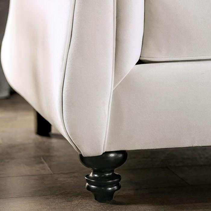 Antoinette White Velvet Stationary Sofa & Loveseat by Furniture of America at Eve Furniture