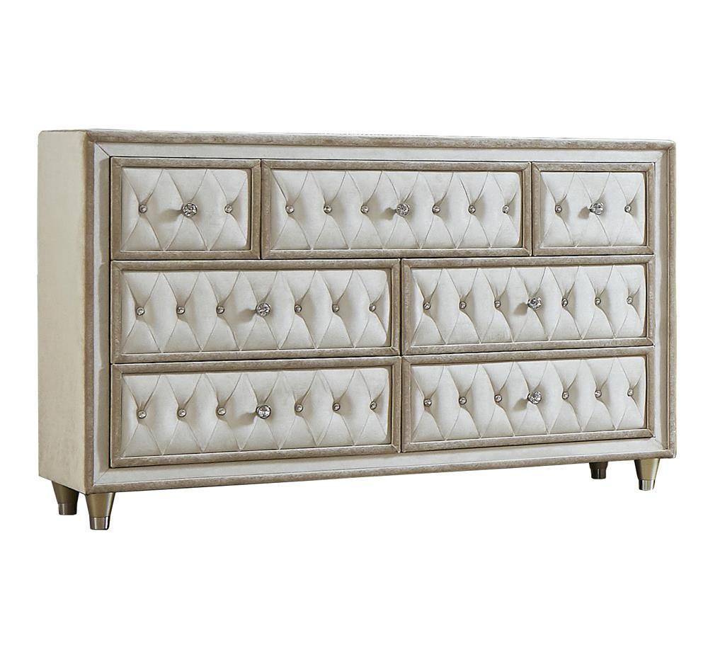 Antonella Ivory and Camel Upholstered 7-Drawer Dresser by Coaster at Eve Furniture