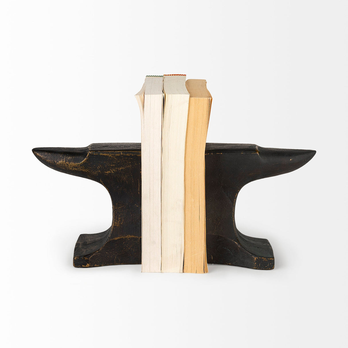 Anvilia (Set of 2) 12L x 4W Black With Gold Accents Anvil Shaped Bookends by Mercana at Eve Furniture