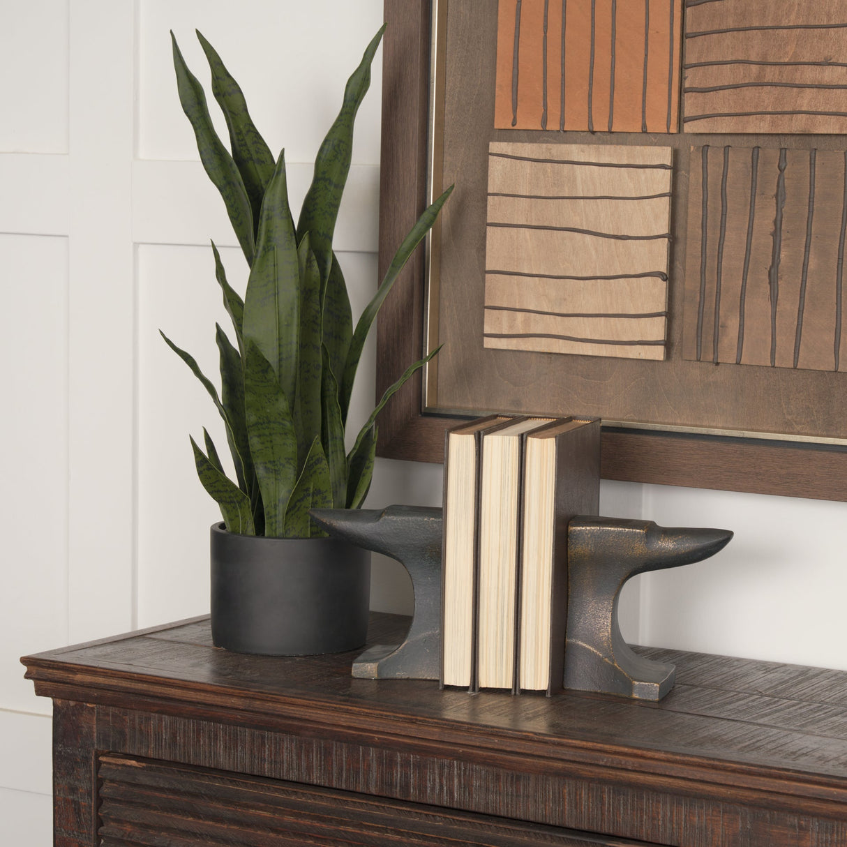 Anvilia (Set of 2) Black With Gold Accents Anvil Shaped Bookends by Mercana at Eve Furniture