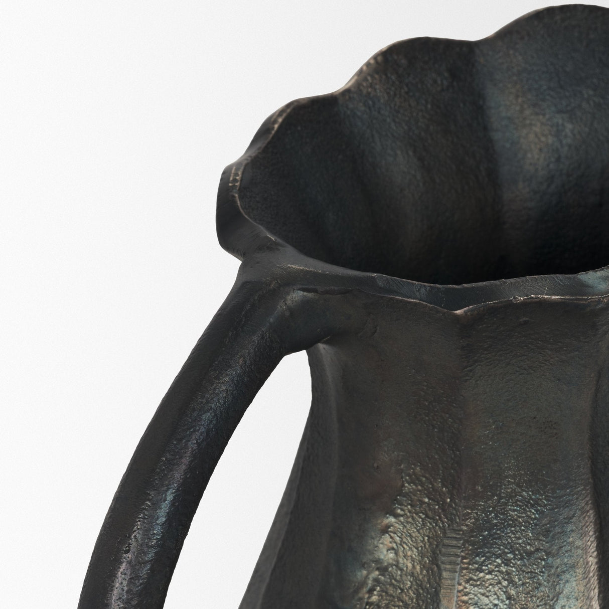 Anya Matte Black Scalloped Petal Cast Metal Jug by Mercana at Eve Furniture