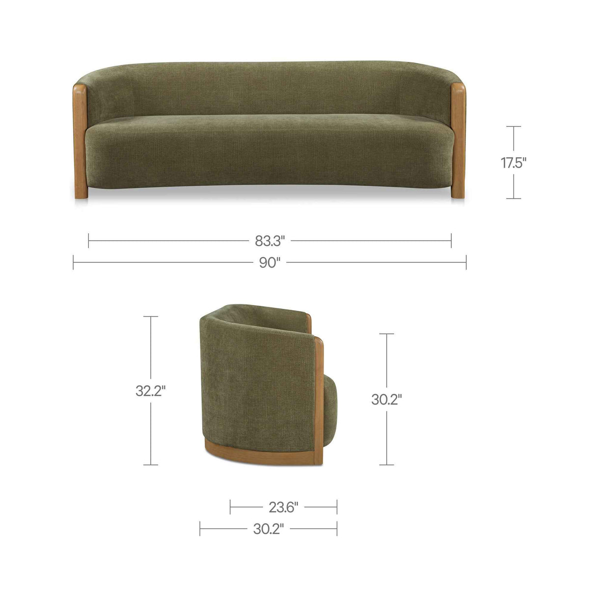 Anya Olive Sofa by Moe's Home at Eve Furniture