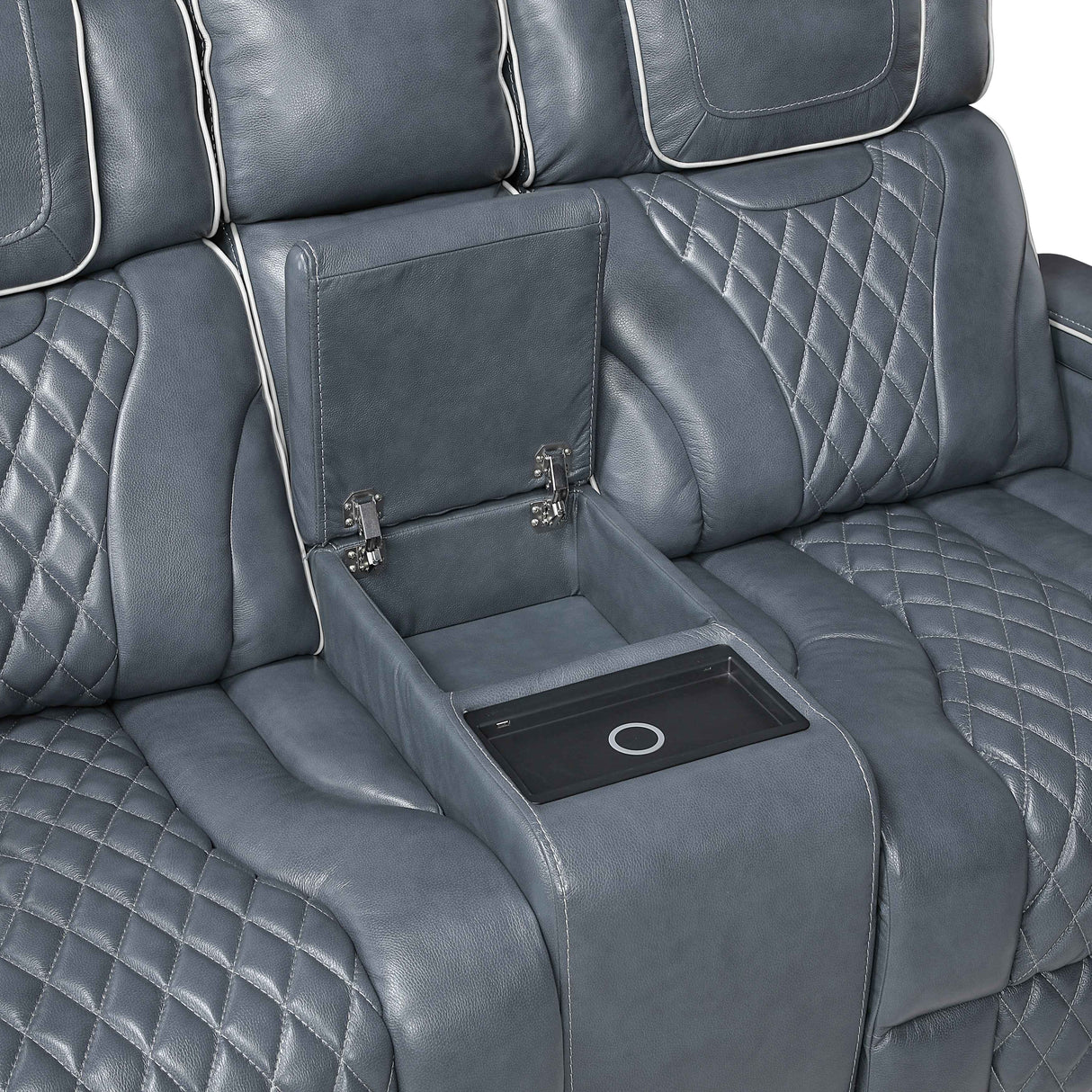 Apex Blue 3-Piece Leather Power Reclining Living Room Sets by Homelegance at Eve Furniture