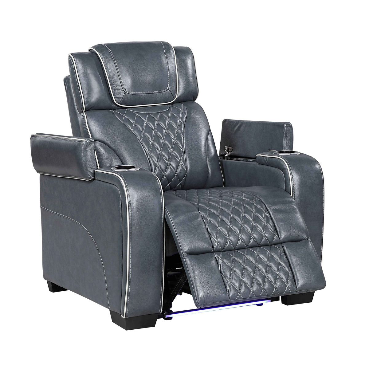 Apex Blue 3-Piece Leather Power Reclining Living Room Sets by Homelegance at Eve Furniture