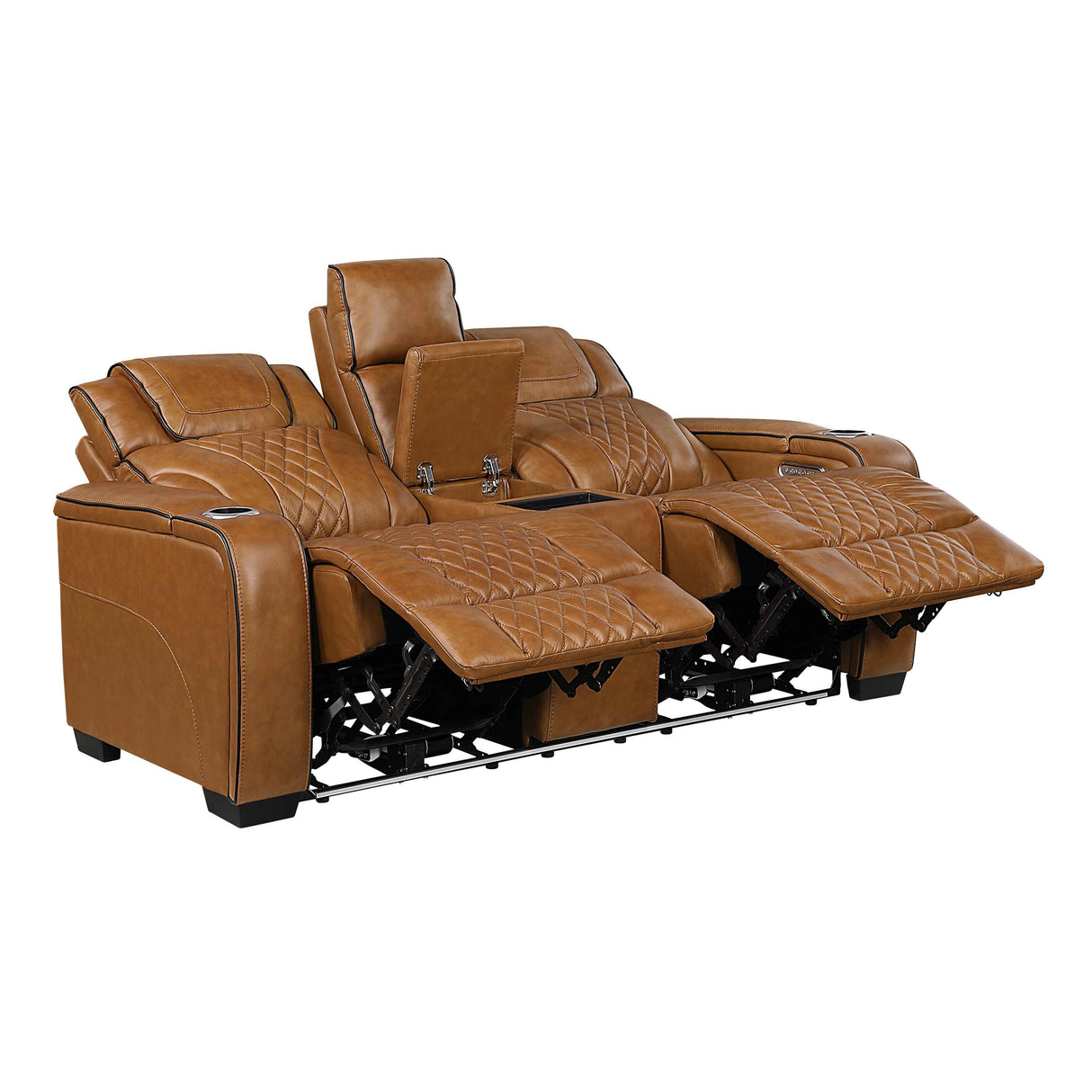 Apex Brown 3-Piece Leather Power Reclining Living Room Set by Homelegance at Eve Furniture