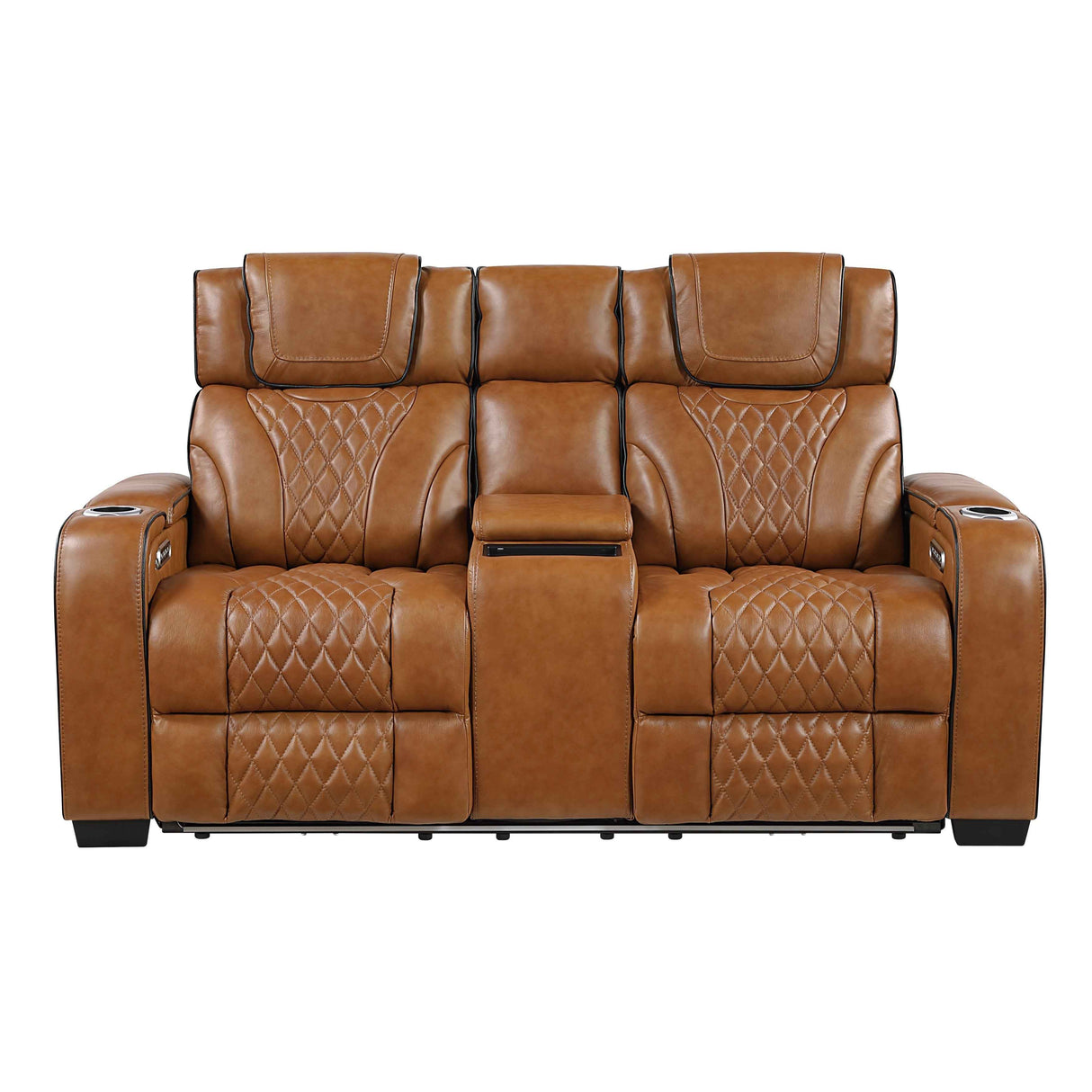 Apex Brown 3-Piece Leather Power Reclining Living Room Set by Homelegance at Eve Furniture