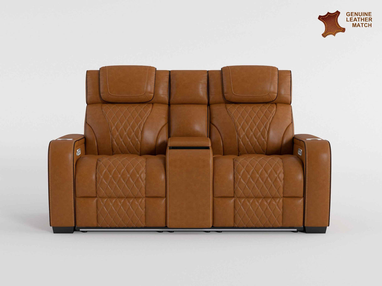 Apex Brown Leather Power Double Reclining Loveseat by Homelegance at Eve Furniture