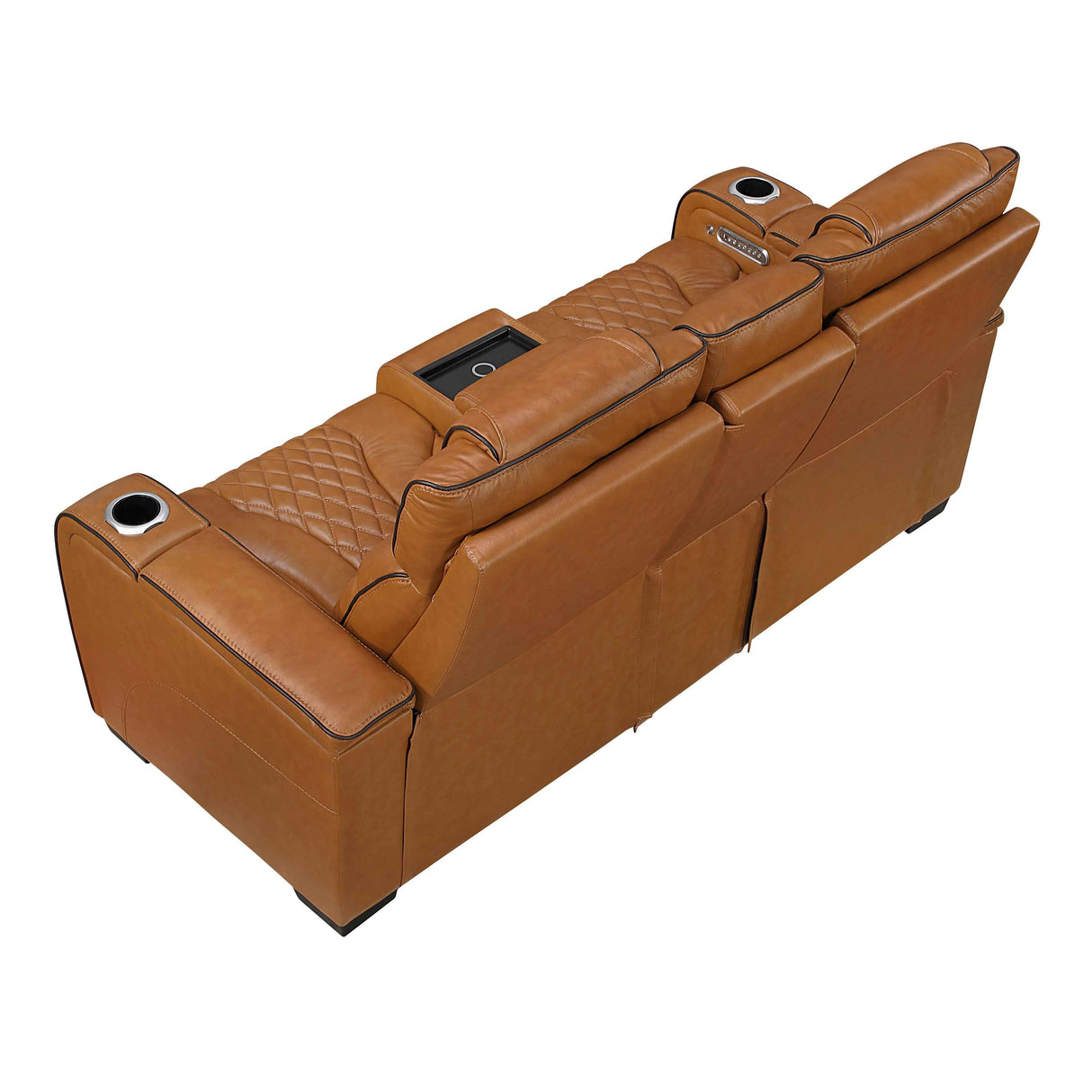 Apex Brown Leather Power Double Reclining Loveseat by Homelegance at Eve Furniture