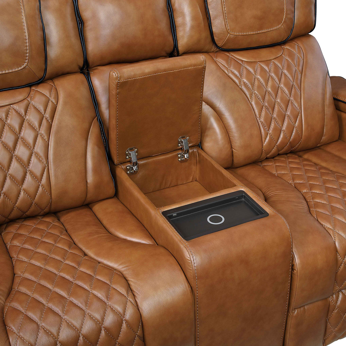 Apex Brown Leather Power Double Reclining Loveseat by Homelegance at Eve Furniture