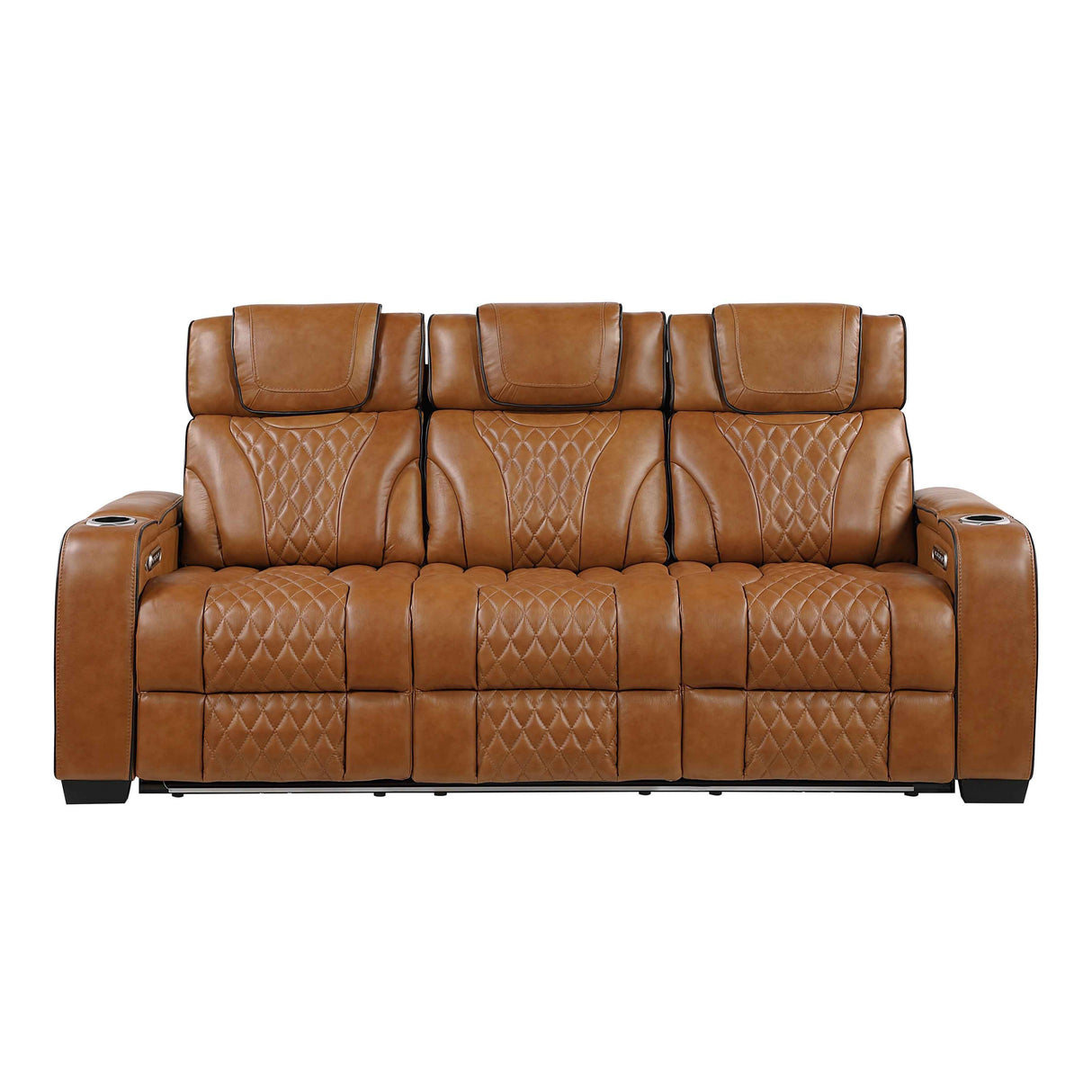 Apex Brown Leather Power Double Reclining Sofa by Homelegance at Eve Furniture