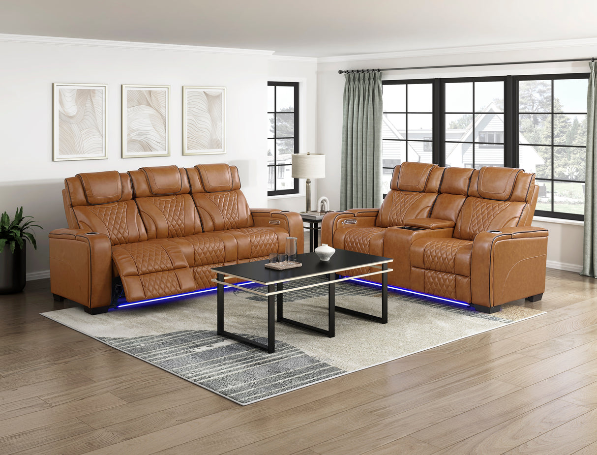 Apex Brown Power Reclining Living Room Set by Homelegance at Eve Furniture