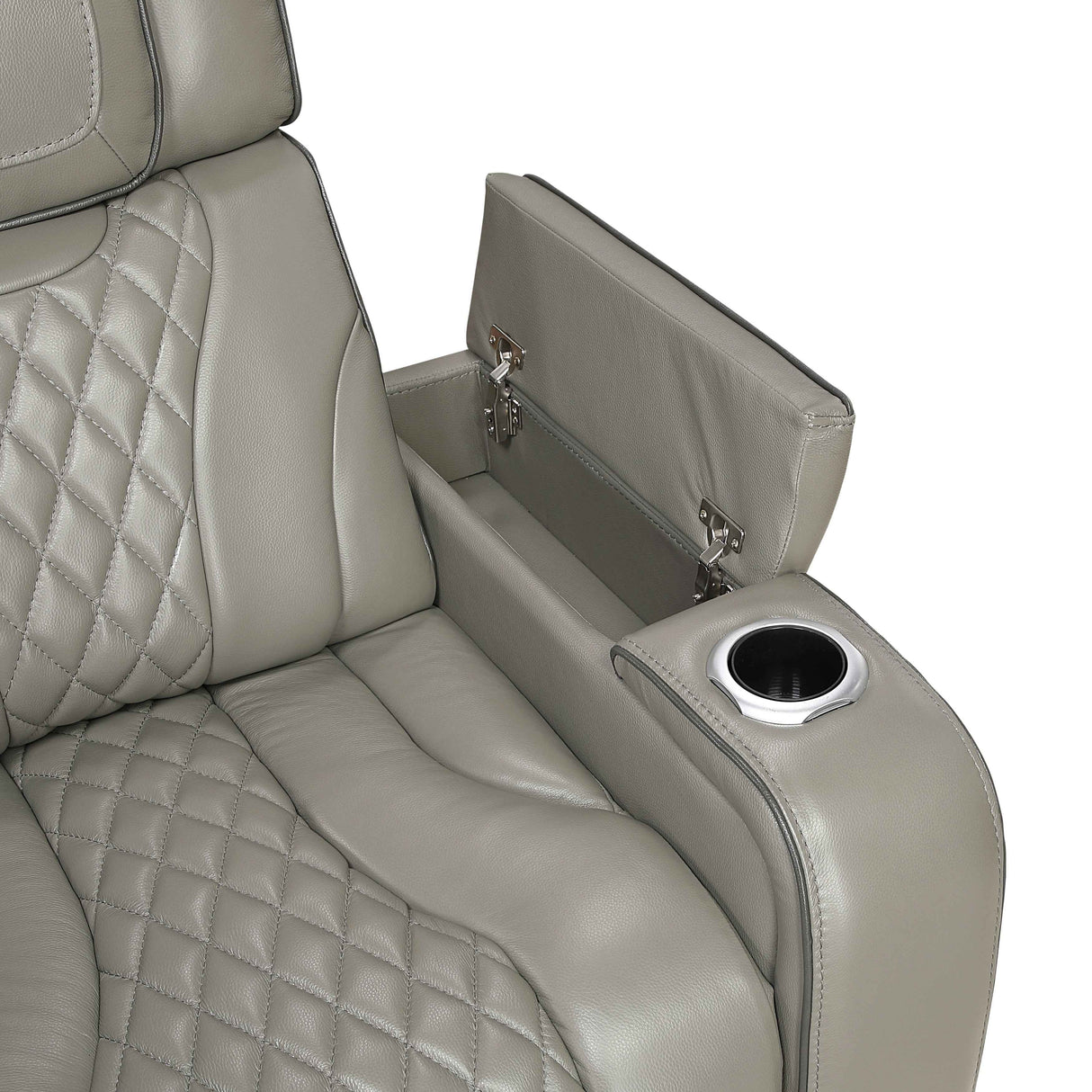 Apex Gray Leather Power Double Reclining Loveseat by Homelegance at Eve Furniture