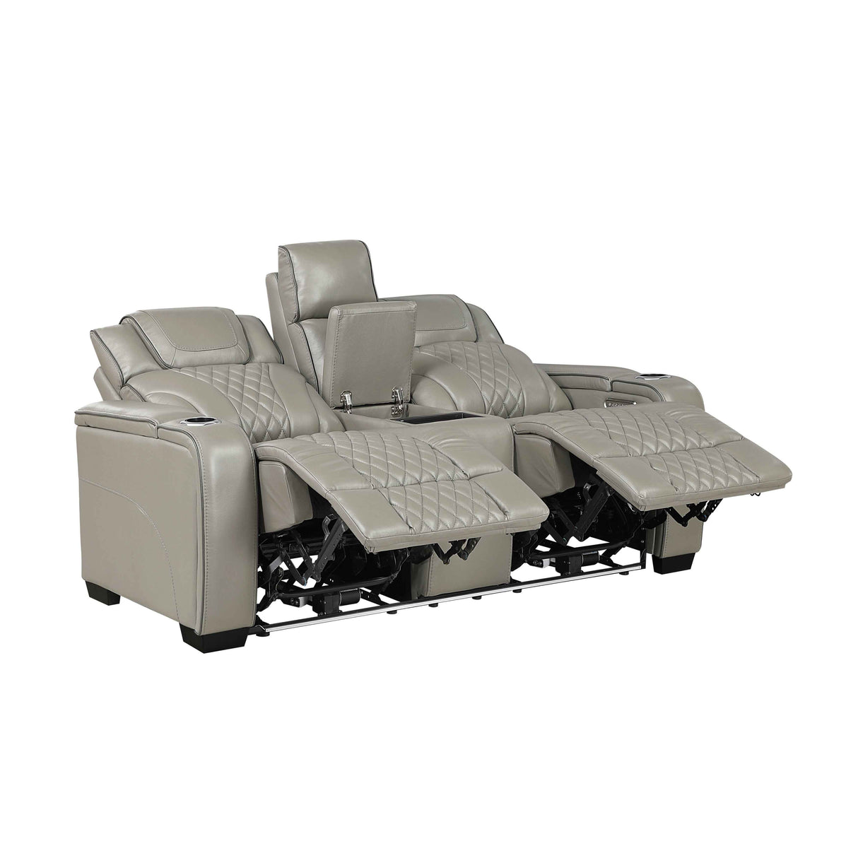 Apex Gray Leather Power Double Reclining Loveseat by Homelegance at Eve Furniture