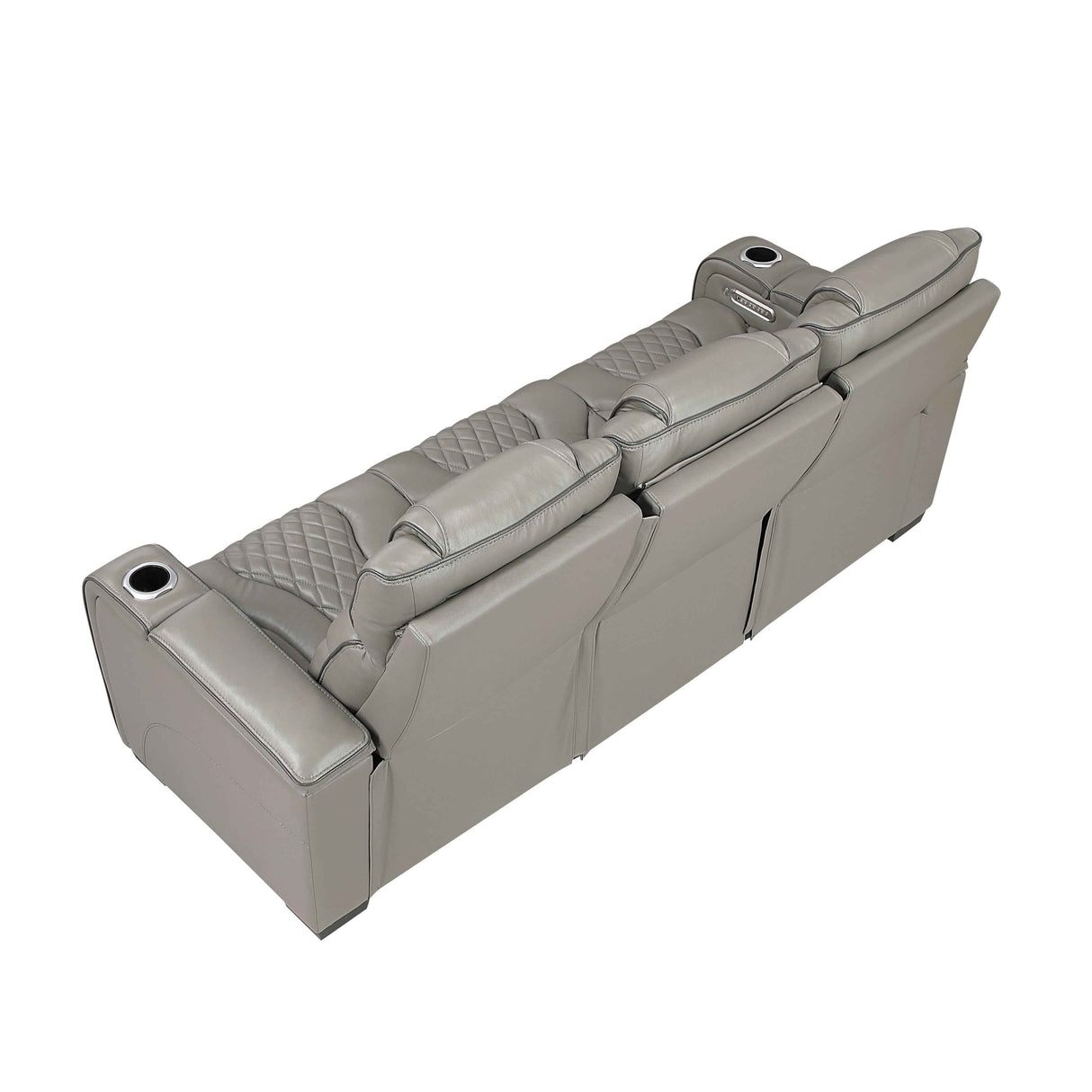 Apex Gray Leather Power Double Reclining Sofa by Homelegance at Eve Furniture