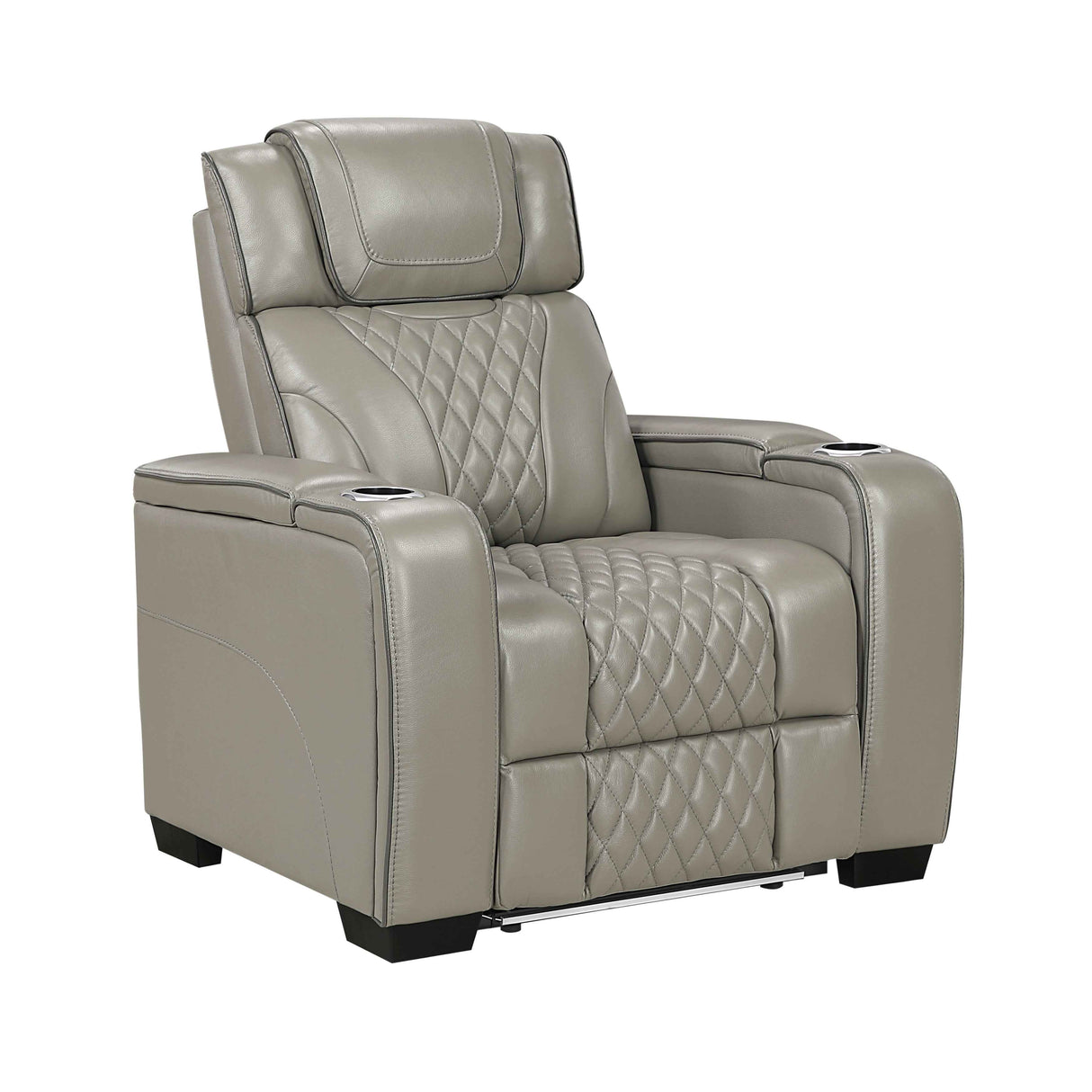 Apex Gray Leather Power Reclining Chair by Homelegance at Eve Furniture