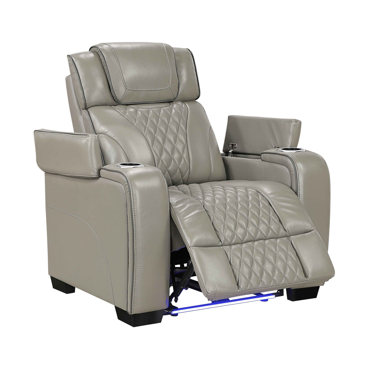 Apex Gray Leather Power Reclining Chair by Homelegance at Eve Furniture