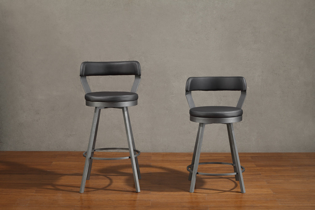 Appert Black/Dark Gray Swivel Pub Height Chair, Set of 2 by Homelegance at Eve Furniture