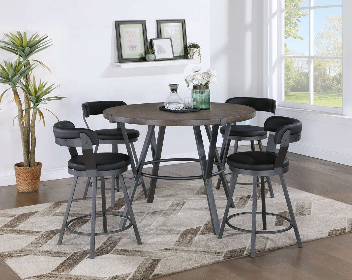Appert Black/Dark Gray Swivel Pub Height Chair, Set of 2 by Homelegance at Eve Furniture