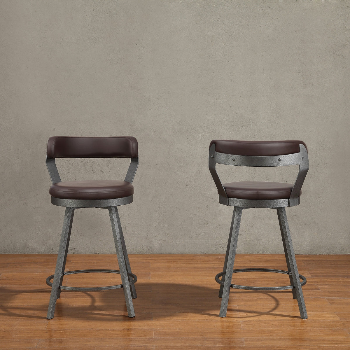 Appert Brown/Dark Gray Swivel Counter Height Chair, Set of 2 by Homelegance at Eve Furniture
