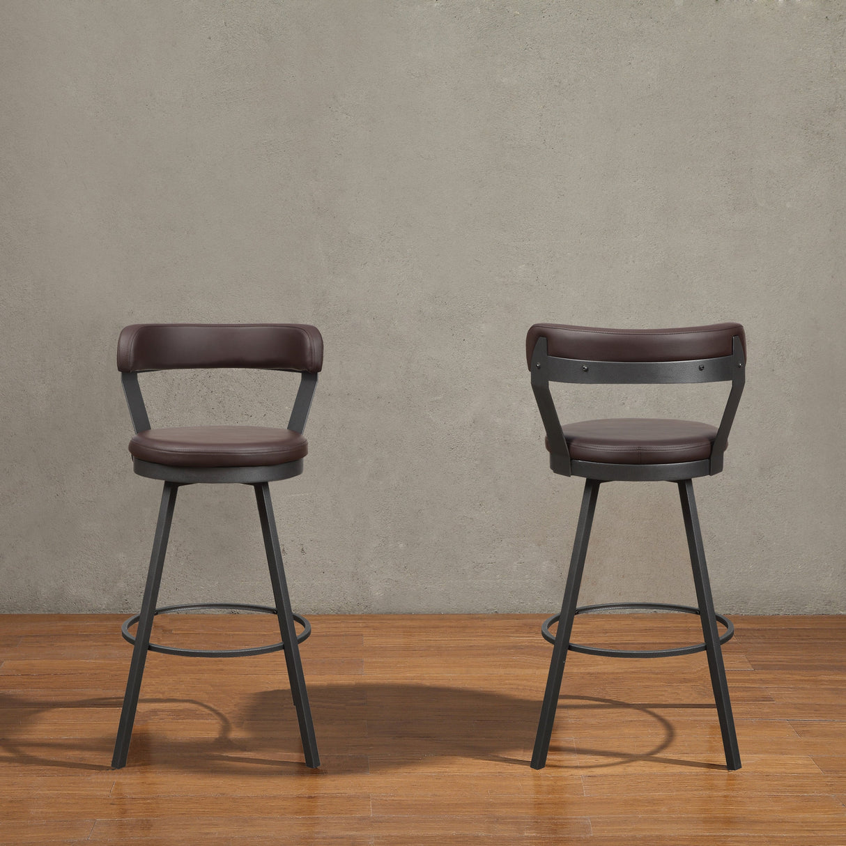 Appert Brown/Dark Gray Swivel Pub Height Chair, Set of 2 by Homelegance at Eve Furniture
