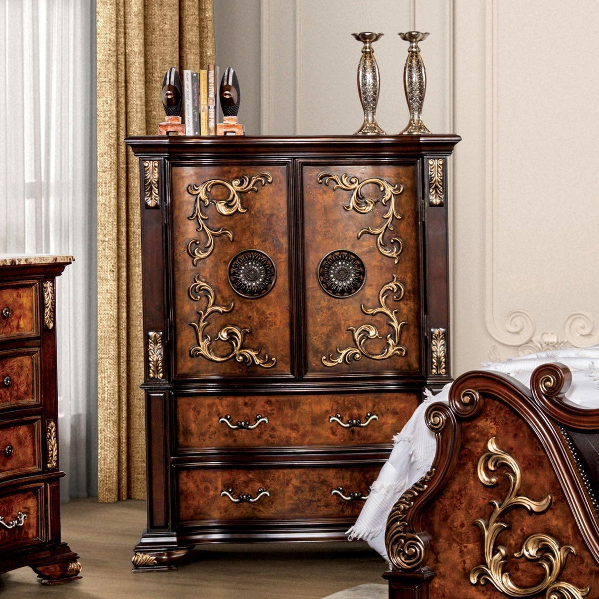 Aquilina Dark Cherry/Oak Chest by Furniture of America at Eve Furniture